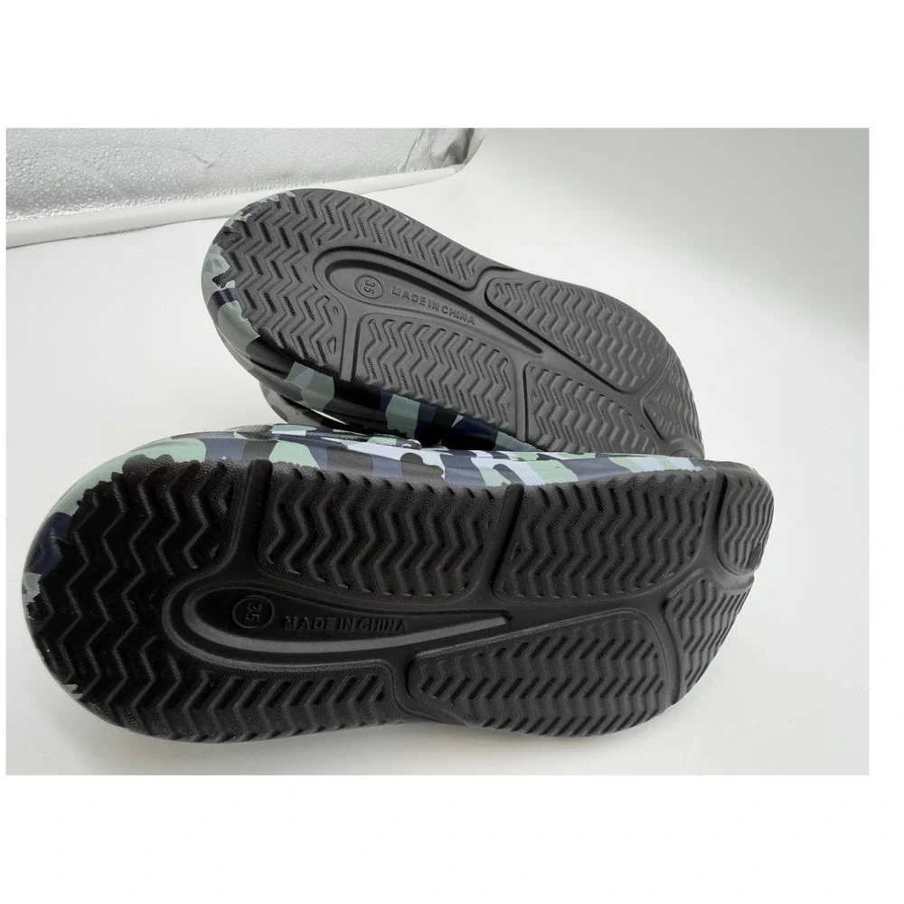 LittleLamb Kids Camo Clogs Slip On Water Shoes Green Grey Black Size‎ 35
